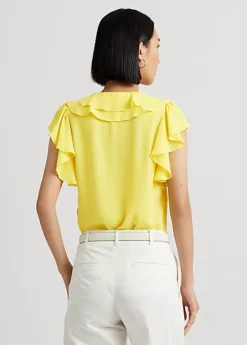 Chemisier Volanté En Georgette Froissée -Pas Cher T-Shirts Hauts Magasin s7 1502799 alternate3