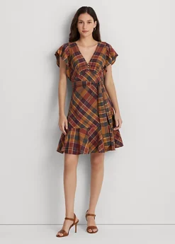 Robe Ceinturée En Coton Madras