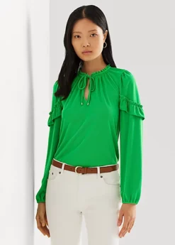 Haut Volanté En Jersey Avec Liens Au Cou