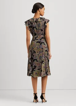 Robe Ceinturée Motif Cachemire Georgette -Pas Cher T-Shirts Hauts Magasin s7 1502822 alternate3