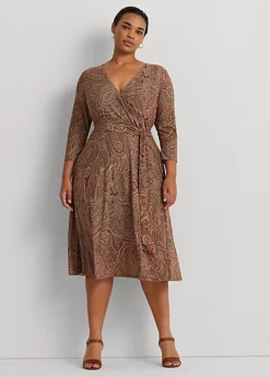 Robe Col V Croisé Motif Jersey Stretch