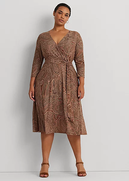 Robe Col V Croisé Motif Jersey Stretch 1 Robe Col V Croisé Motif Jersey Stretch