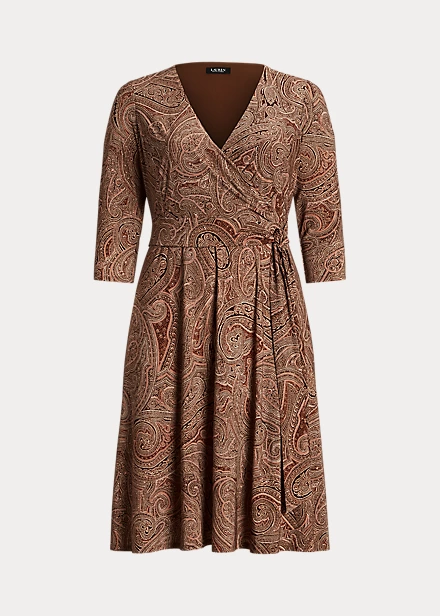 Robe Col V Croisé Motif Jersey Stretch 2 Robe Col V Croisé Motif Jersey Stretch – Image 2