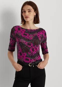 T-shirt Encolure Bateau Motif Cachemire