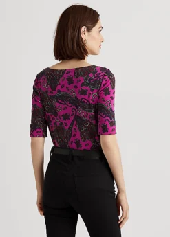 T-shirt Encolure Bateau Motif Cachemire -Pas Cher T-Shirts Hauts Magasin s7 1503481 alternate3