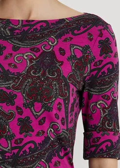 T-shirt Encolure Bateau Motif Cachemire -Pas Cher T-Shirts Hauts Magasin s7 1503481 alternate4